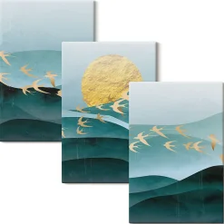 Trio de Tableaux Décoratifs Wallfluent 40x60 cm Paysages Abstraits De Coucher De Soleil Bords Imprimés