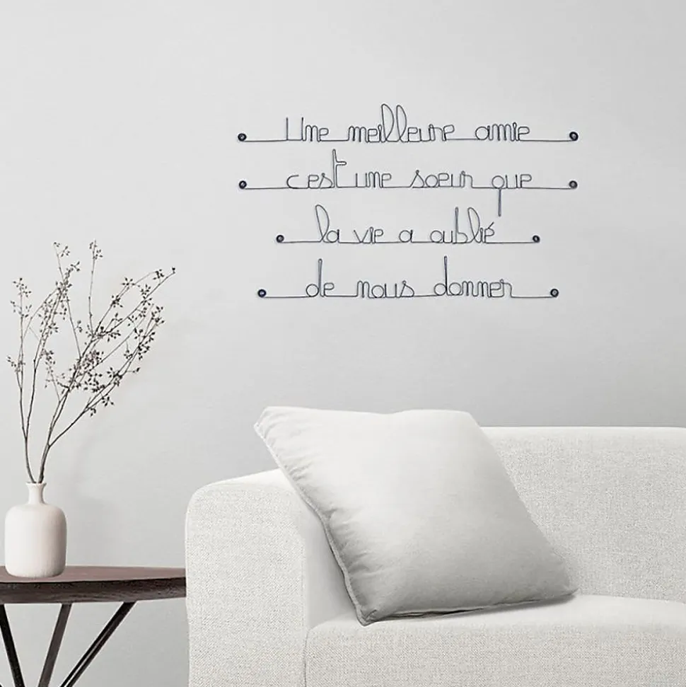 Une meilleure amie c'est une sœur que la vie a oublié de nous donner - Sculpture fil de fer 60-75 cm - Bijoux de mur