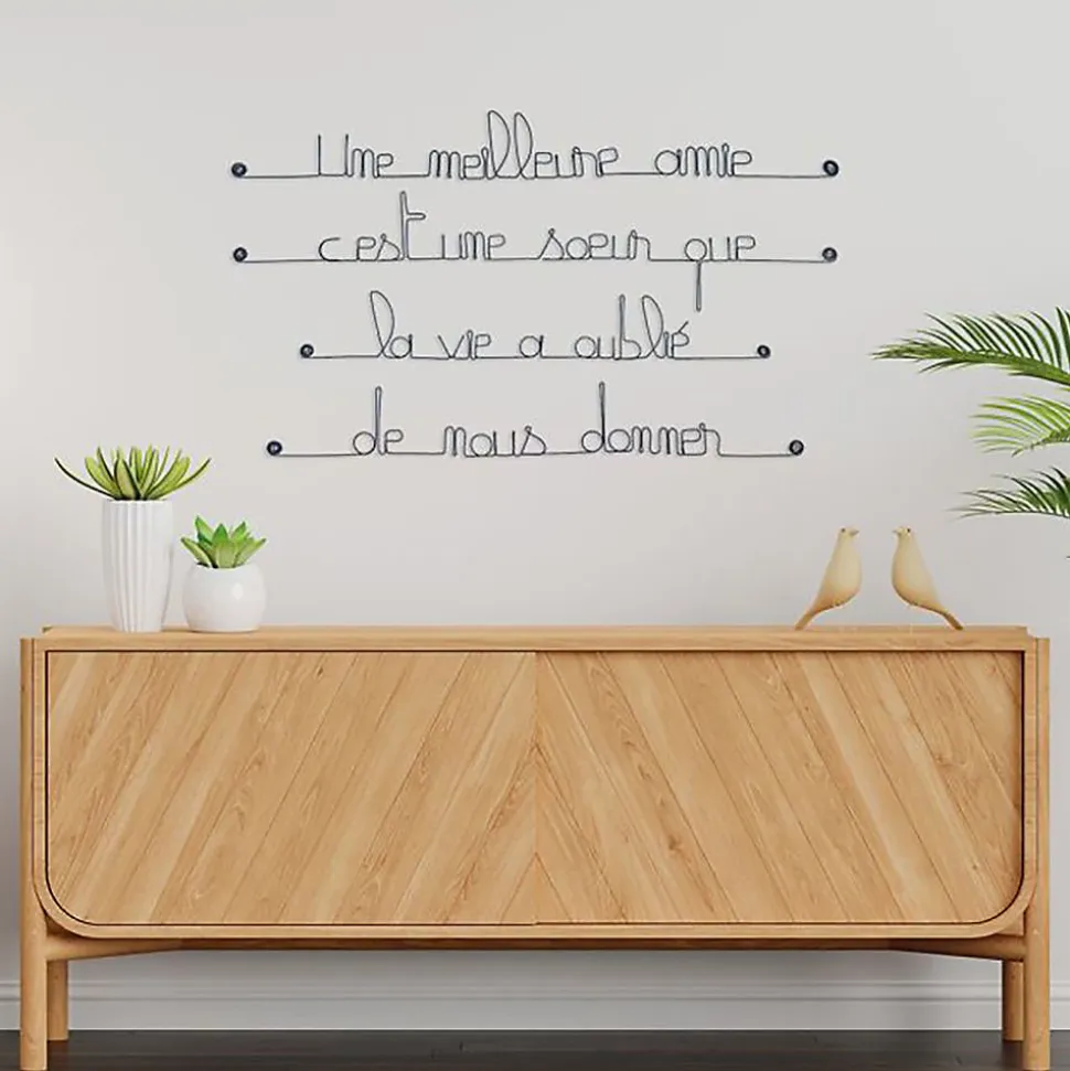 Une meilleure amie c'est une sœur que la vie a oublié de nous donner - Sculpture fil de fer 60-75 cm - Bijoux de mur