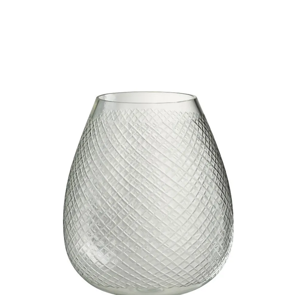 Vase à carreaux en verre transparent 26x26x32 cm