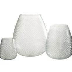 Vase à carreaux en verre transparent 26x26x32 cm