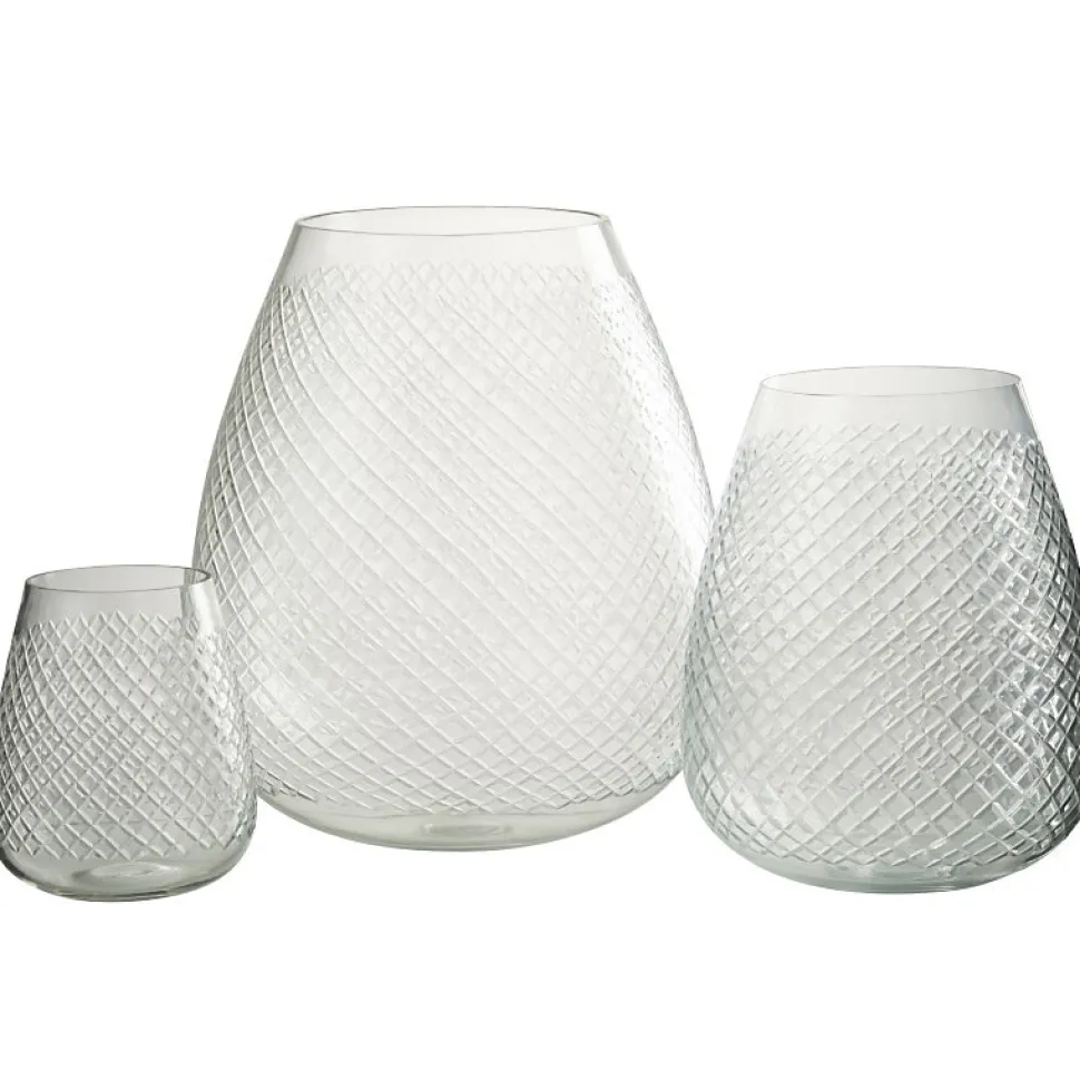 Vase à carreaux en verre transparent 26x26x32 cm
