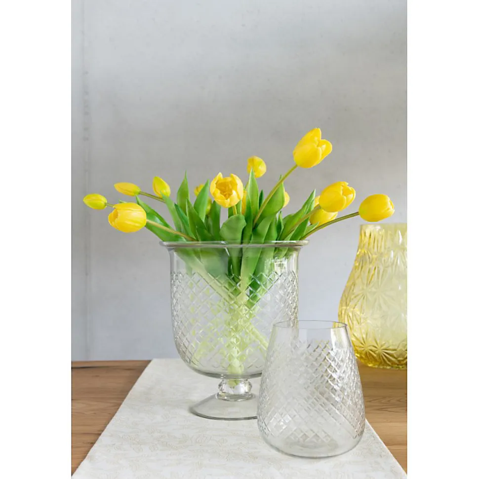 Vase à carreaux en verre transparent 26x26x32 cm