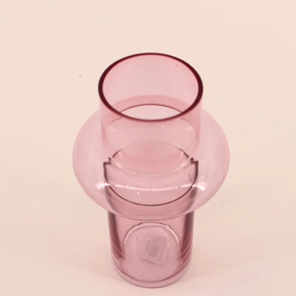 Vase anneau en verre rose clair 20cm