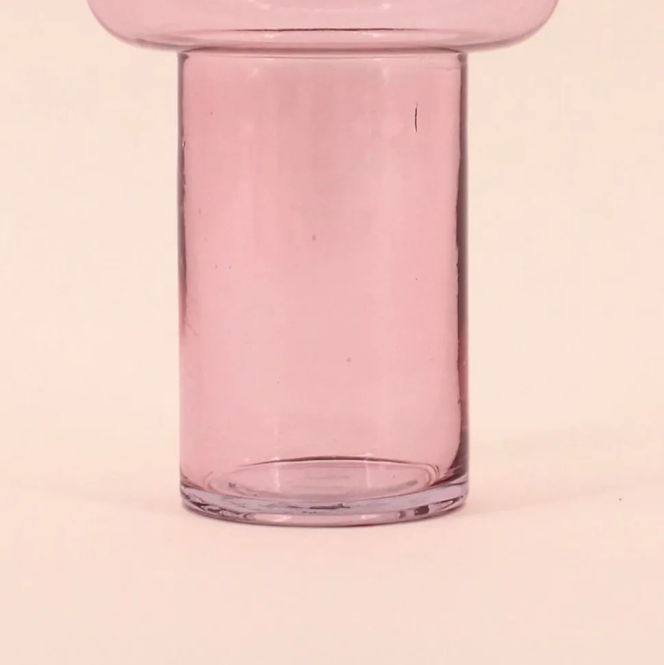 Vase anneau en verre rose clair 20cm