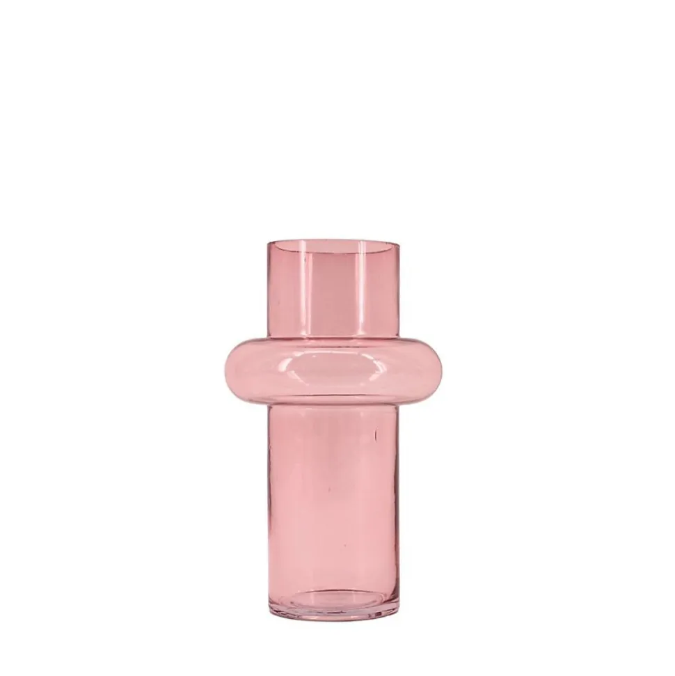 Vase anneau en verre rose clair 20cm