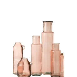 Vase avec anse en verre rose 20x20x25 cm