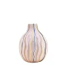 Vase blanc en céramique lignes colorées 19cm