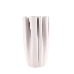 Vase blanc en céramique plissé 3D 28cm