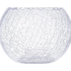 Vase boule - verre craquelé - H15 cm - Atmosphera
