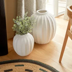 Vase boule Amia céramique blanc H28cm - Atmosphera