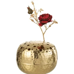 Vase boule avec trous en métal doré 23x23x9 cm