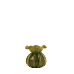 Vase boule plissé en verre opaque 11cm