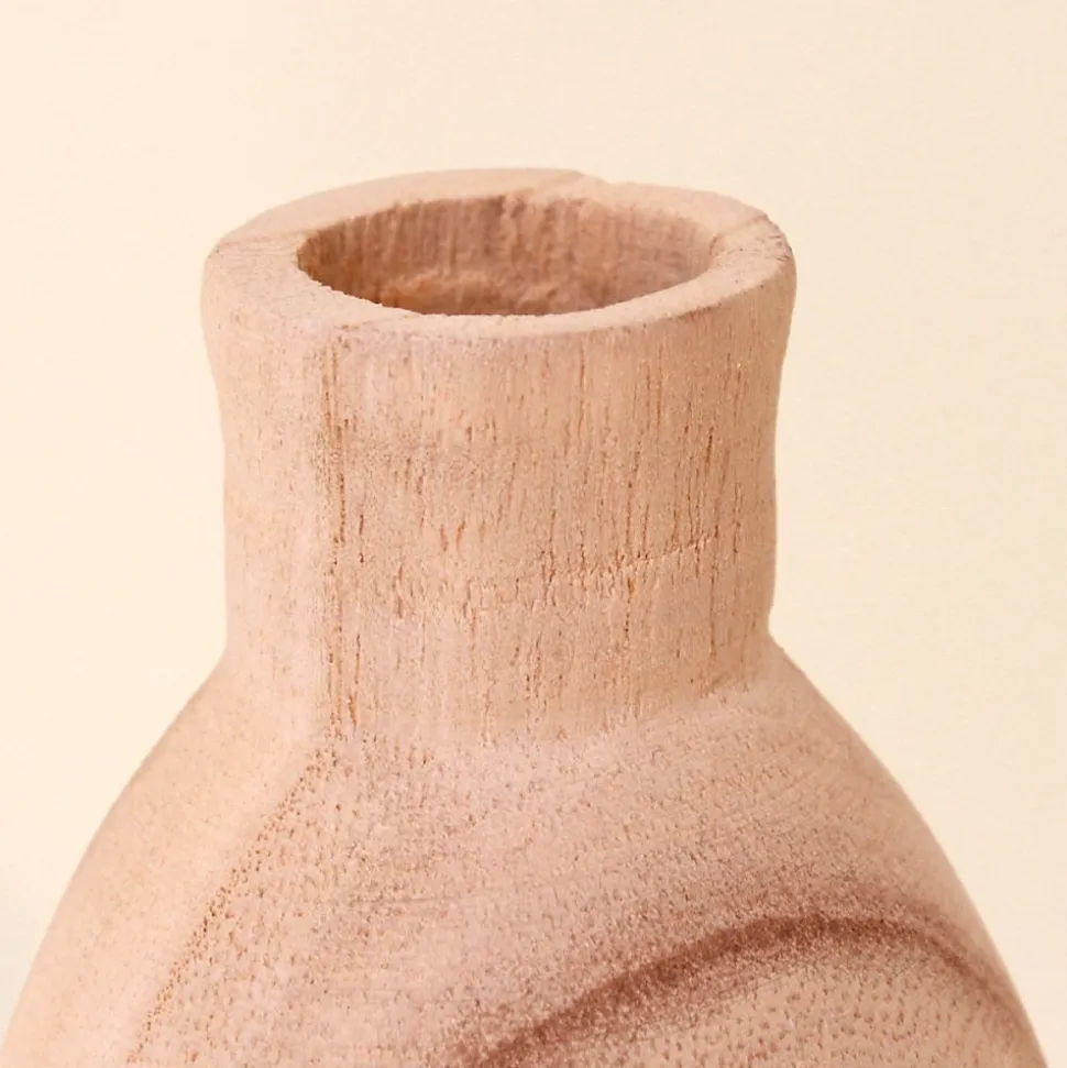 Vase bouteille en bois 20cm, Zen