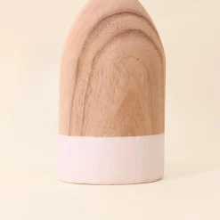 Vase bouteille en bois 20cm, Zen
