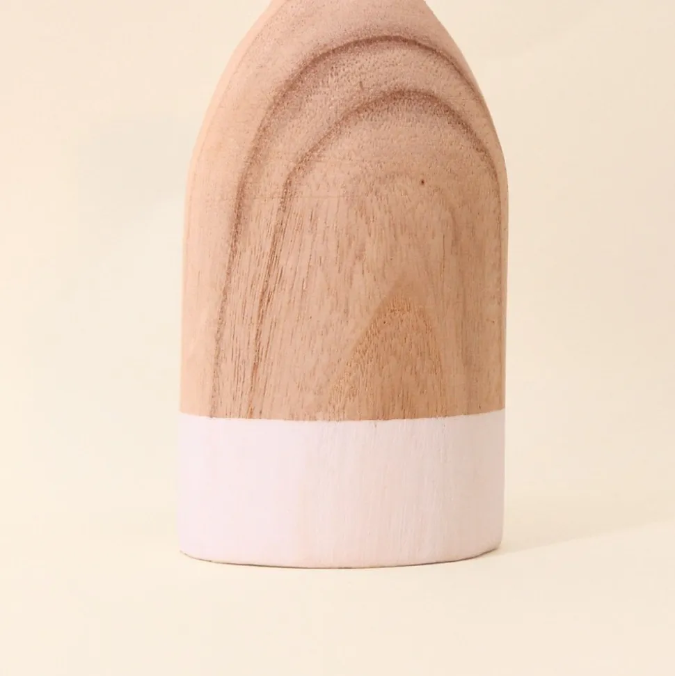 Vase bouteille en bois 20cm, Zen
