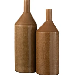 Vase bouteille en céramique marron 14x14x42 cm