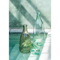 Vase bouteille en verre transparent 25x25x75 cm