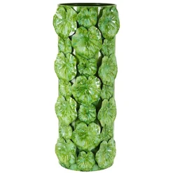 Vase coquillage en métal vert 18x17.5x46