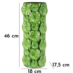 Vase coquillage en métal vert 18x17.5x46