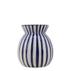Vase céramique à rayures bleu en relief 19cm