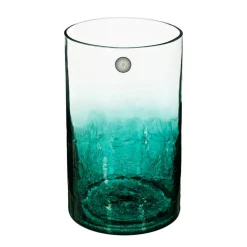 Vase cylindre - verre craquelé - H20 cm - Gris- Atmosphera