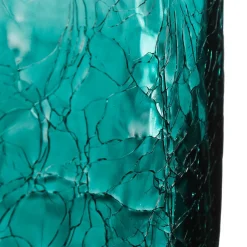 Vase cylindre - verre craquelé - H20 cm - Gris- Atmosphera