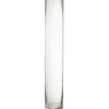Vase cylindrique en verre transparent 10x10x61 cm
