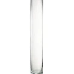 Vase cylindrique en verre transparent 10x10x61 cm