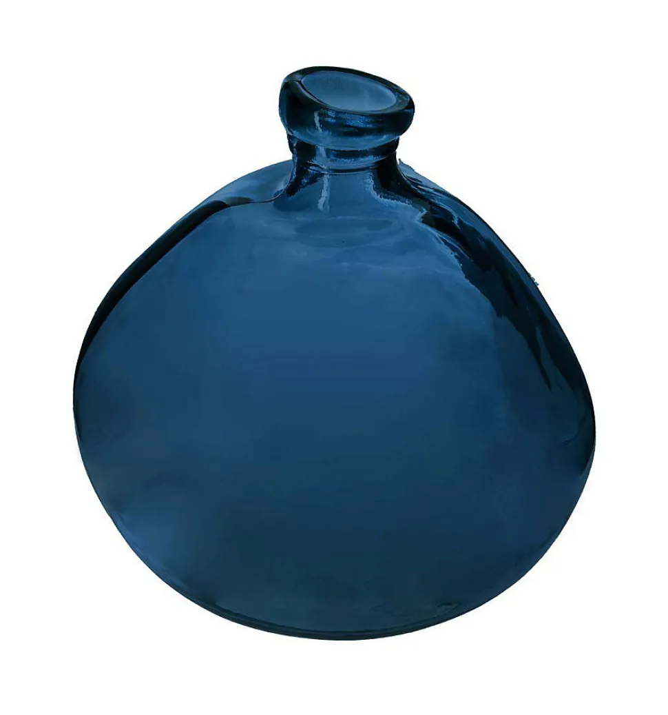 Vase Dame Jeanne - verre recyclé - bleu orage D33 cm - Atmosphera