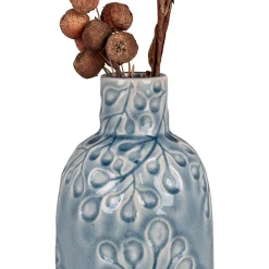 Vase Décoratif Poppy, Bleu, Grès, 12x12x26 cm, Seven Design