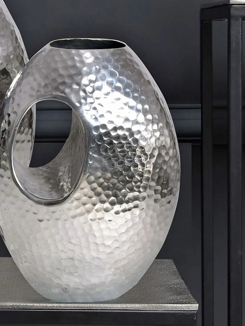 Vase Décorative Lot de 2 Aluminium Fleurs Décoration Martelée Intérieure FineBuy