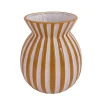 Vase en céramique à rayures texturées jaune et blanc Ø16,5 x H.19 cm Ornami