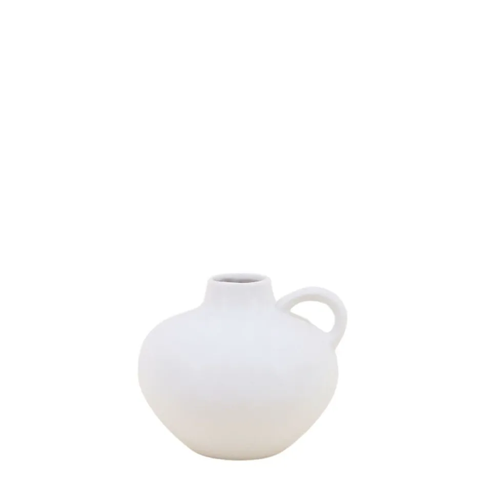 Vase en céramique blanche avec anse 11cm