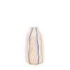 Vase en céramique blanches lignes colorées 17cm