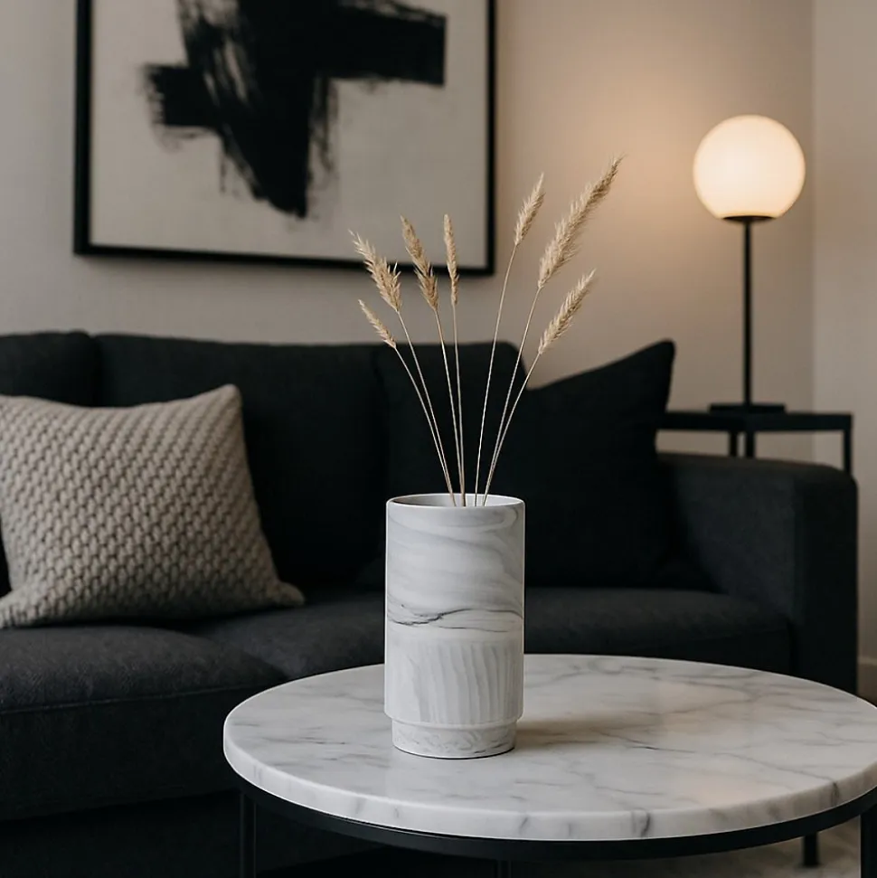 Vase en céramique effet marbre blanc 15cm