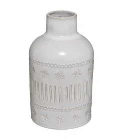 Vase en Céramique Ivoire décorée H 21 cm