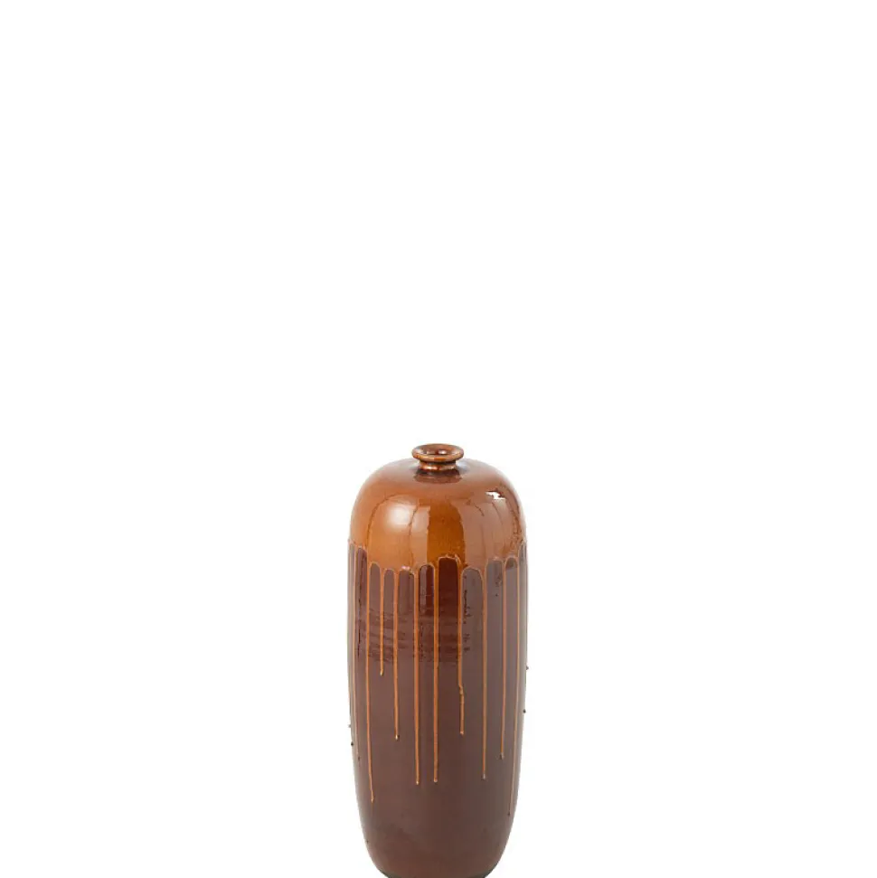 Vase en céramique marron 19x19x55 cm