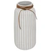 Vase en cuir synthétique & céramique H28cm blanc - Atmosphera