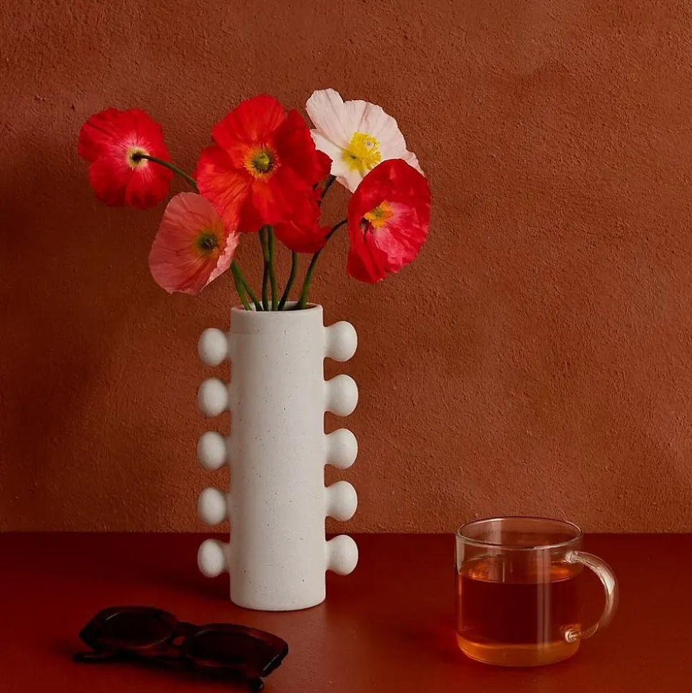 Vase en porcelaine à perles latérales 31cm