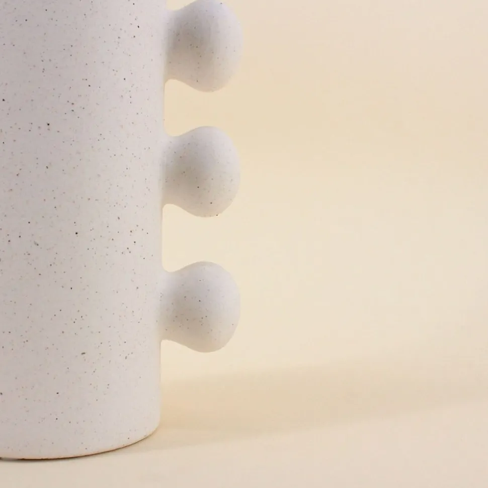 Vase en porcelaine à perles latérales 31cm