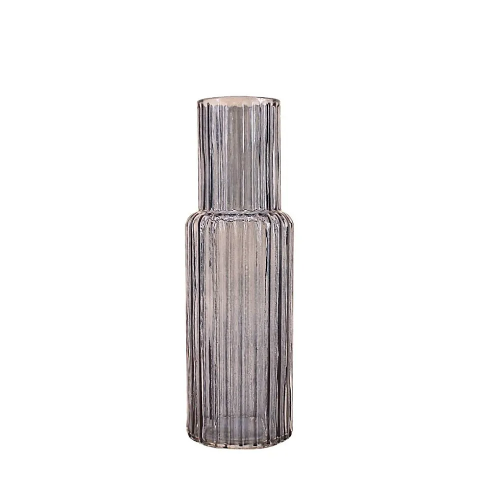 Vase en verre strié h25cm, Augustin