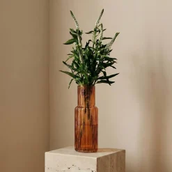 Vase en verre strié h25cm, Augustin