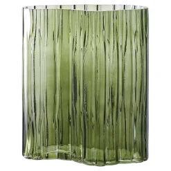Vase en verre vert fumé élégant 21x12x26,5 cm