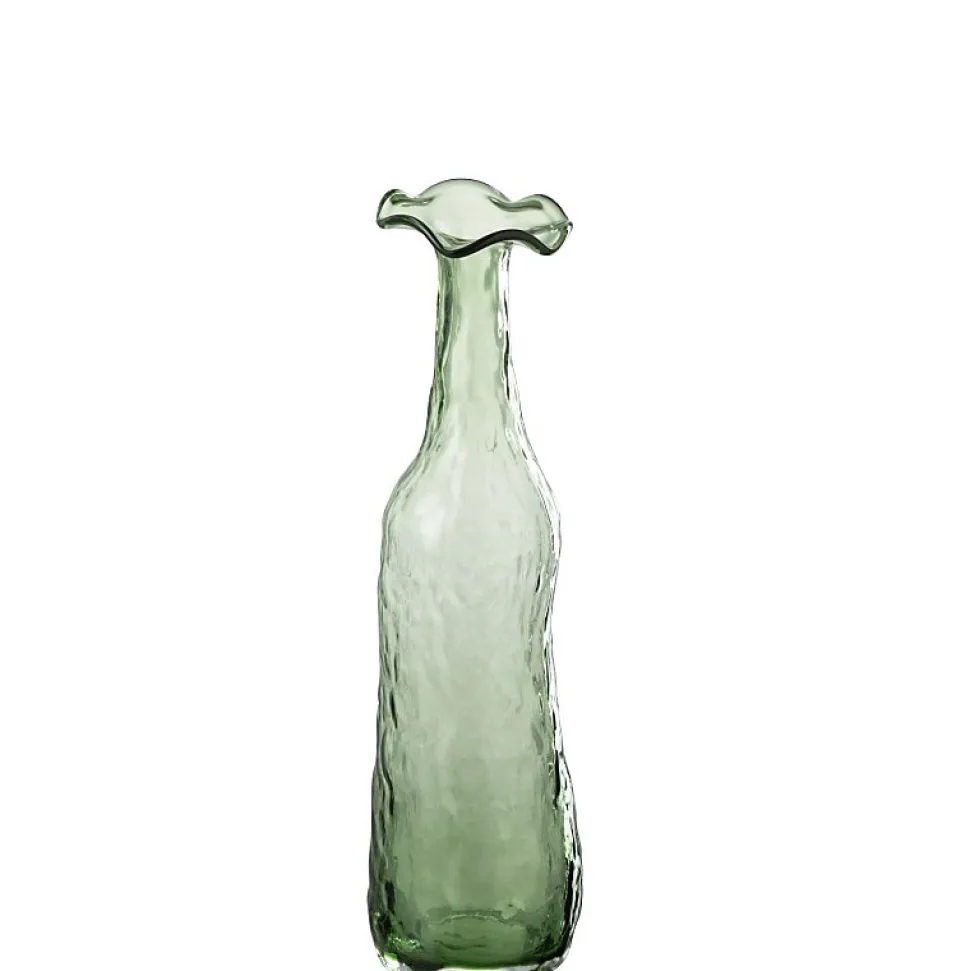 Vase en verre vert 9.5x9.5x33 cm