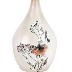 Vase floral blanc nacré fer 25x42cm