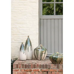 Vase haut peint en céramique 27x27x73 cm