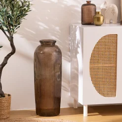 Vase Luz verre recyclé marron H72cm - Atmosphera
