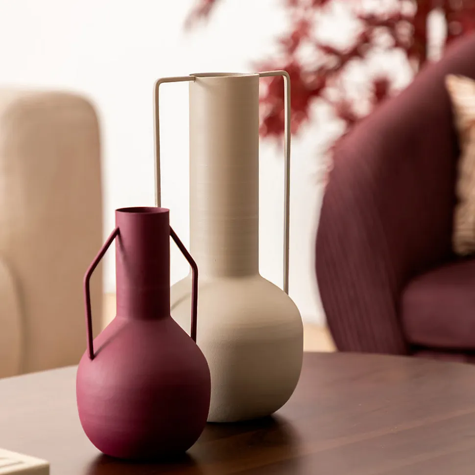 Vase métal Sylvain rouge rubis H20cm - Atmosphera