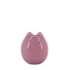 Vase ondulé en verre opaque rose 22cm
